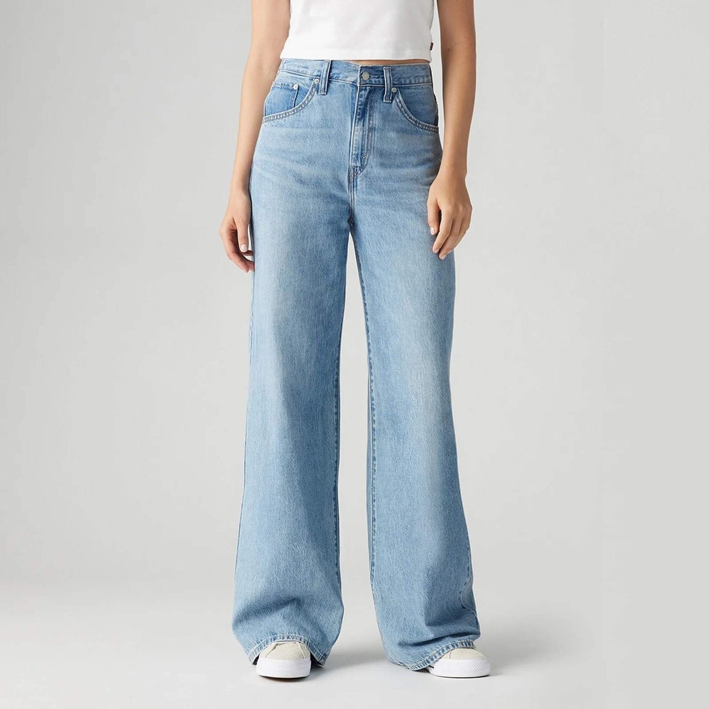 Levis Cinch Baggy Jeans High Waisted Wide Leg Light Wash Blue Women Size 28